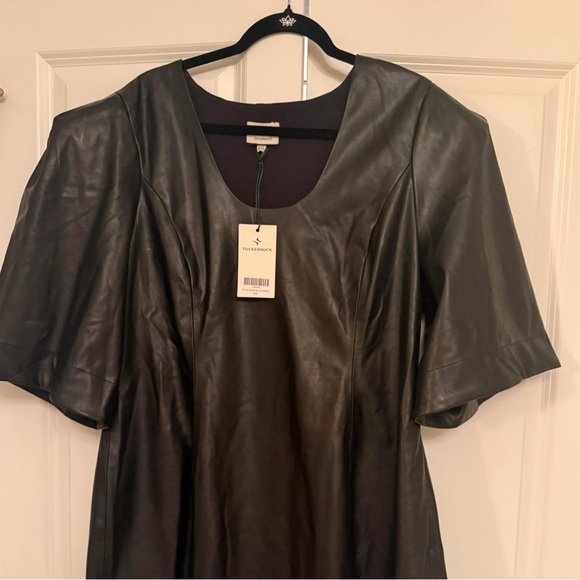 Black Faux Leather Tuckernuck Arielle Dress - Picture 2 of 2